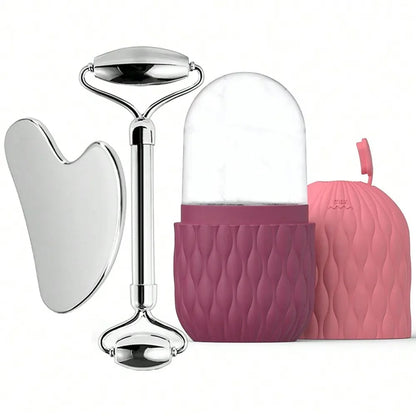 Ice Roller, Gua Sha & Face Massager 3-in-1 Set