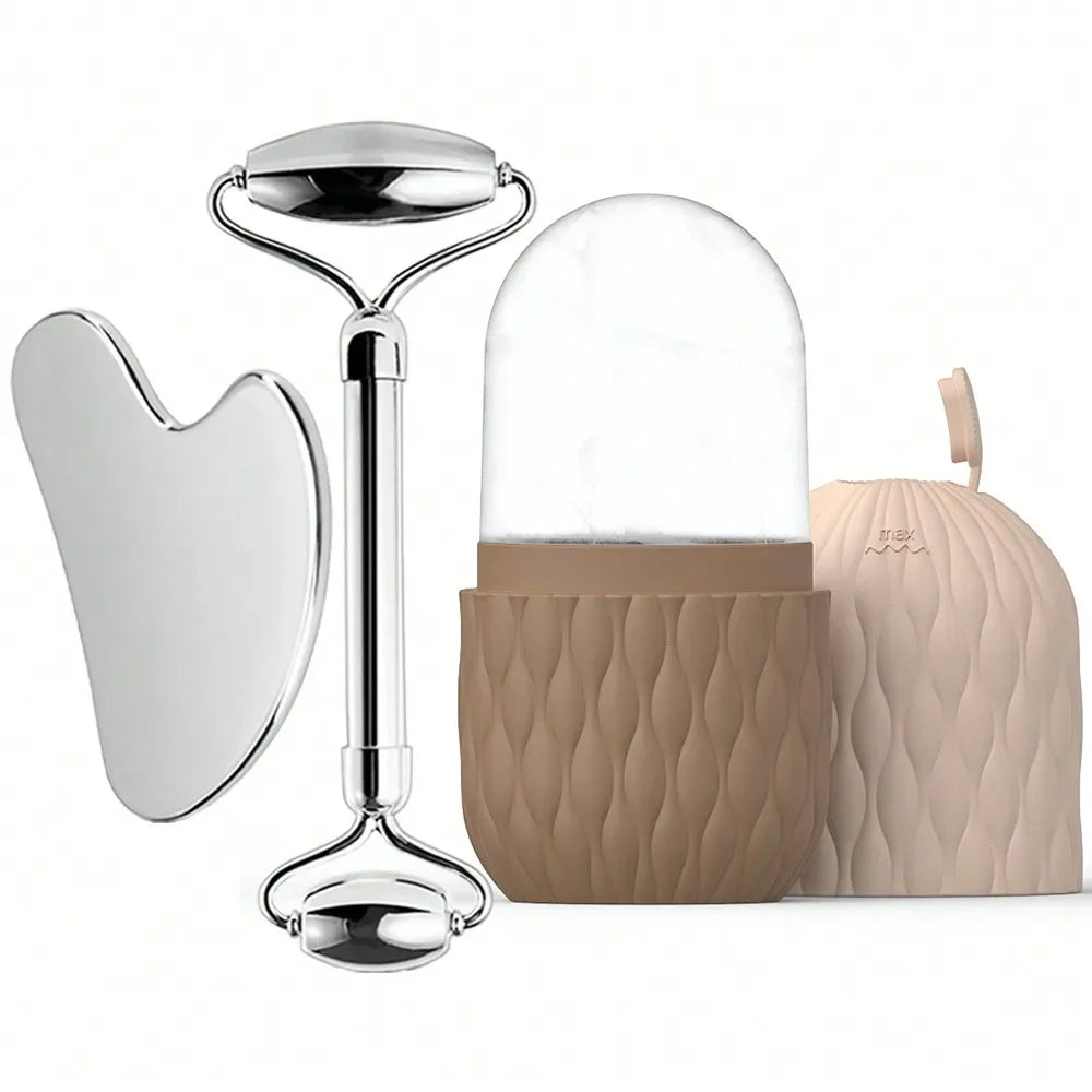 Ice Roller, Gua Sha & Face Massager 3-in-1 Set