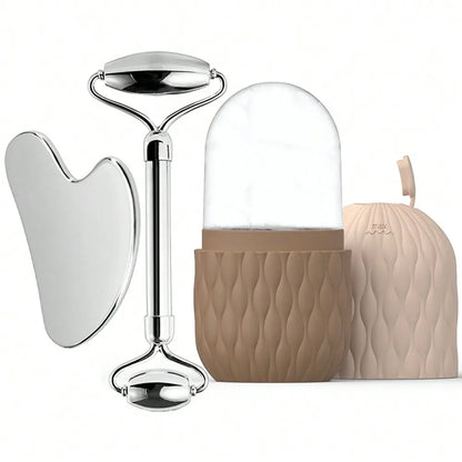 Ice Roller, Gua Sha & Face Massager 3-in-1 Set