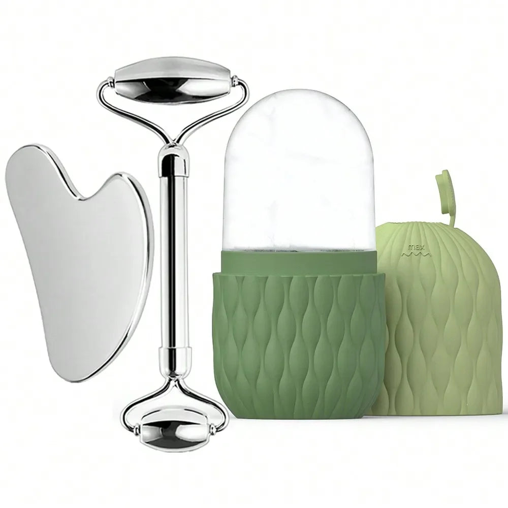 Ice Roller, Gua Sha & Face Massager 3-in-1 Set