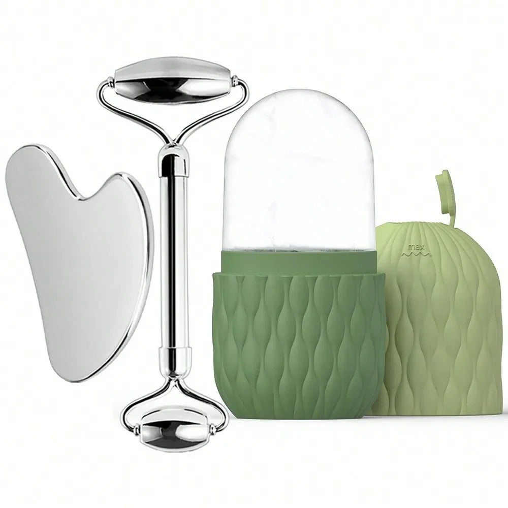 Ice Roller, Gua Sha & Face Massager 3-in-1 Set
